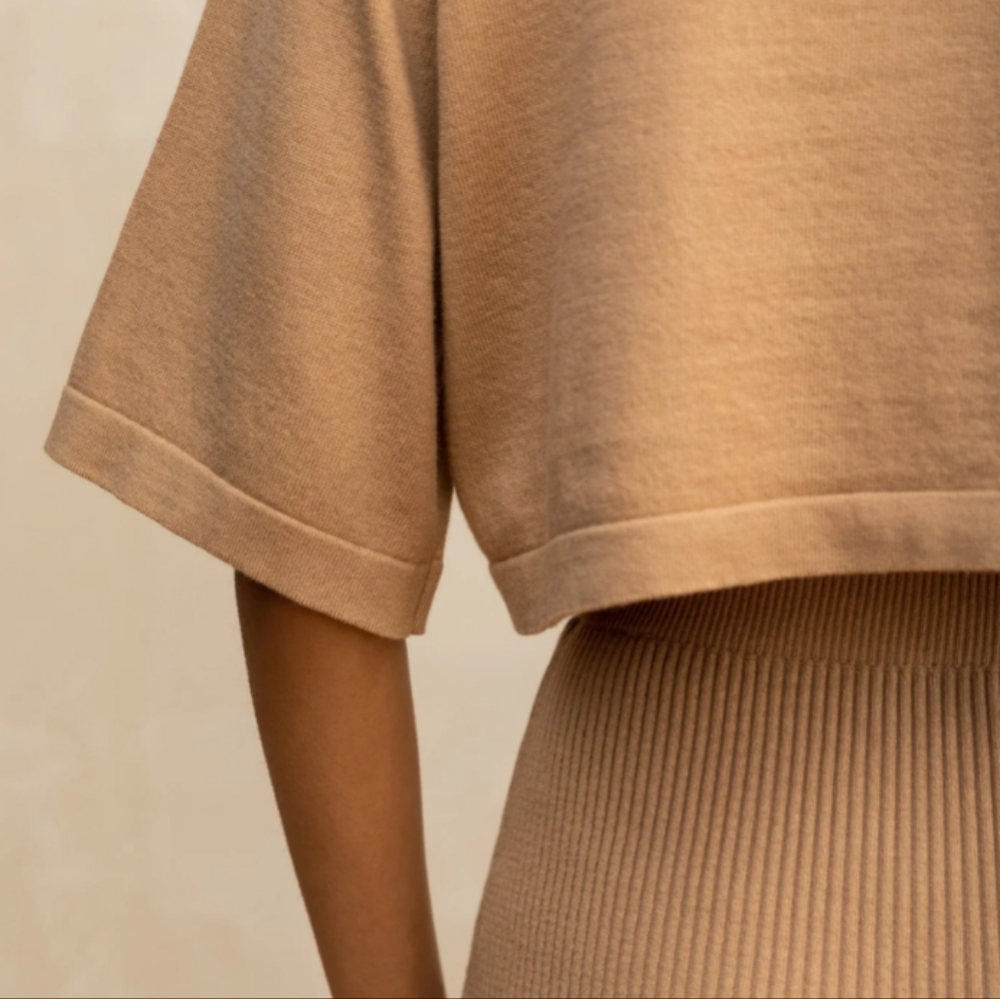 Tee 02 &Or Collective Montreal, Organic Cotton Knit T-shirt Boxy Crop Top